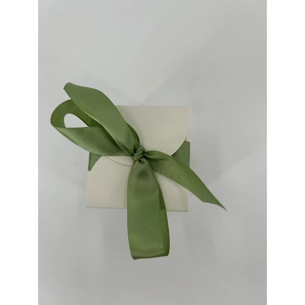 49 Pack White Especially For You Favor Boxes with Green Ribbon 2.5 Inch